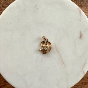14k Gold Mouse Charm with Diamond Accent